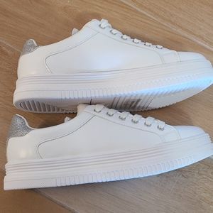 White Platform Vegan Leather Sneakers